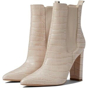 NEW! Marc Fisher LTD Garliss Heeled Chelsea Cream Snake Leather Bootie Size 11 🫧